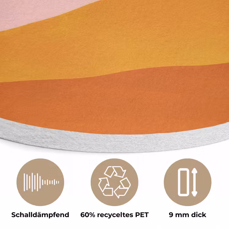 Zon - Heuvels - Abstract - Roze Akoestische PET Vilt - Rond klein -closeup_DE