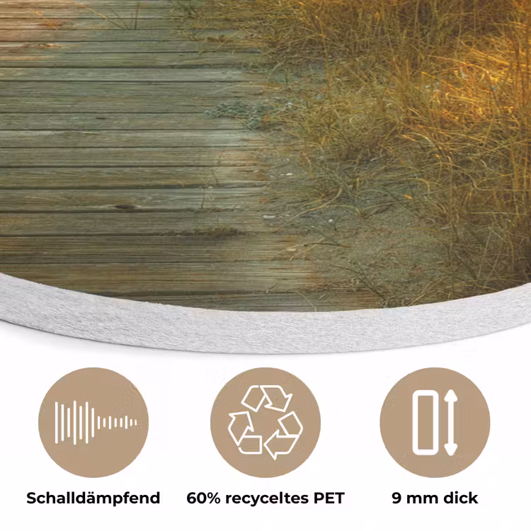 Zon - Strand - Duin - Horizon - Gras - Pad - Oranje Akoestische PET Vilt - Rond klein -closeup_DE