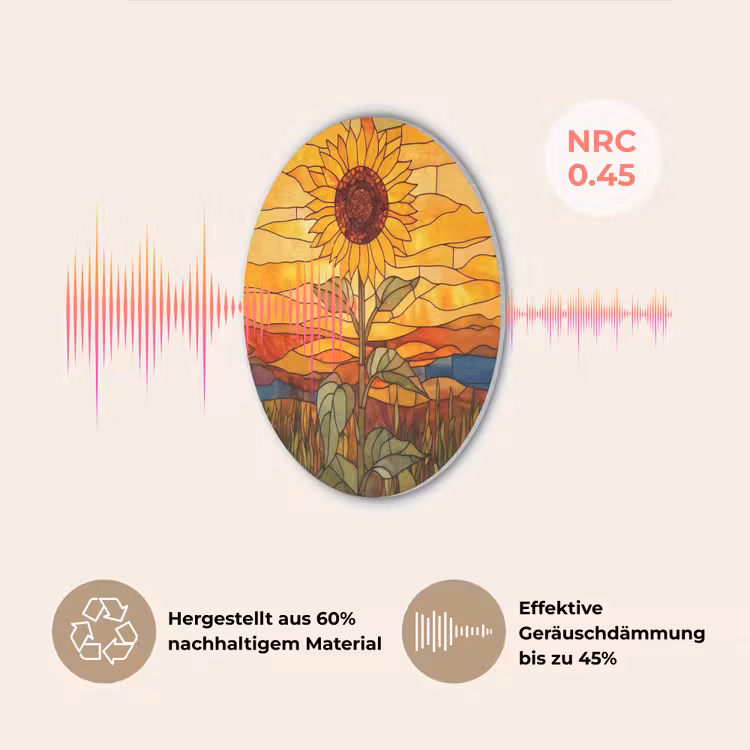 Zonnebloem - Mozaïek - Zonsondergang - Geel Akoestische PET Vilt - Rond klein -USP_DE