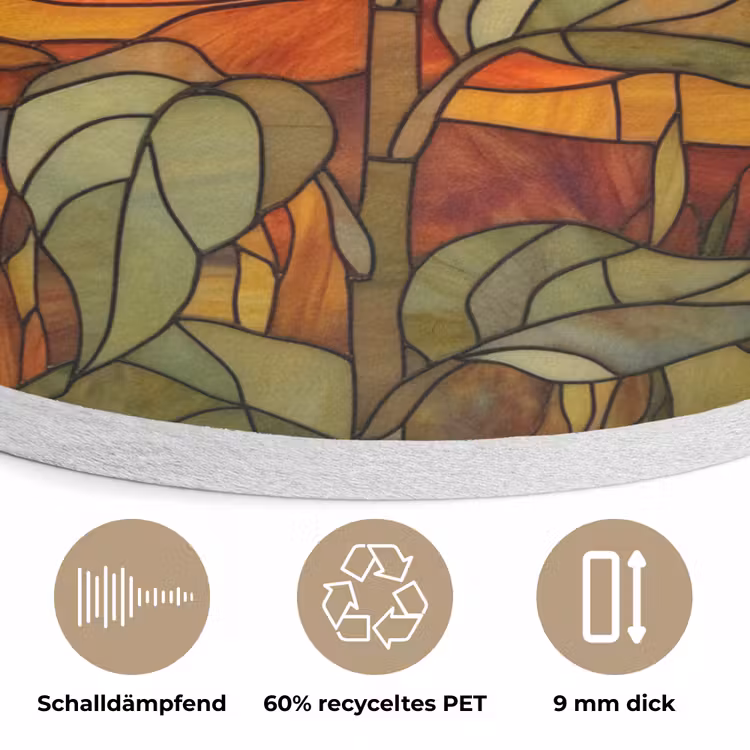 Zonnebloem - Mozaïek - Zonsondergang - Geel Akoestische PET Vilt - Rond klein -closeup_DE