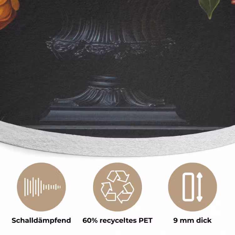 Zonnebloemen - Boeket - Kleurrijk Akoestische PET Vilt - Rond klein -closeup_DE