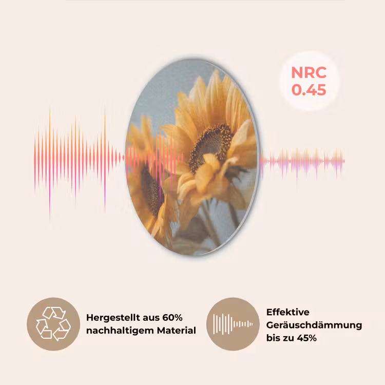 Zonnebloemen - Geel - Wazig Akoestische PET Vilt - Rond klein -USP_DE