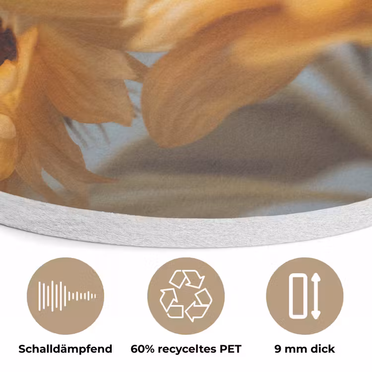 Zonnebloemen - Geel - Wazig Akoestische PET Vilt - Rond klein -closeup_DE