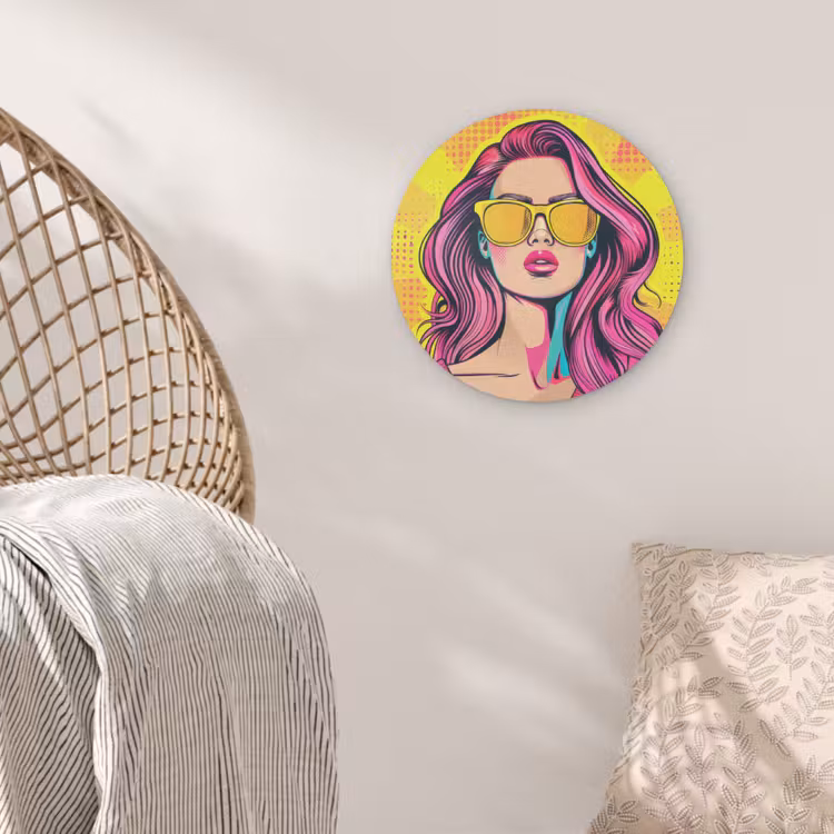 Zonnebril - Vrouw - Zonnig - Geel Akoestische PET Vilt - Rond klein -sfeer4