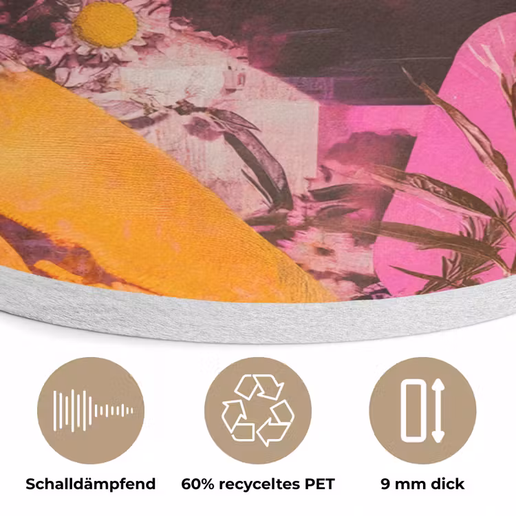 Zonnebril - Oranje - Vrouw - Planten Akoestische PET Vilt - Rond klein -closeup_DE