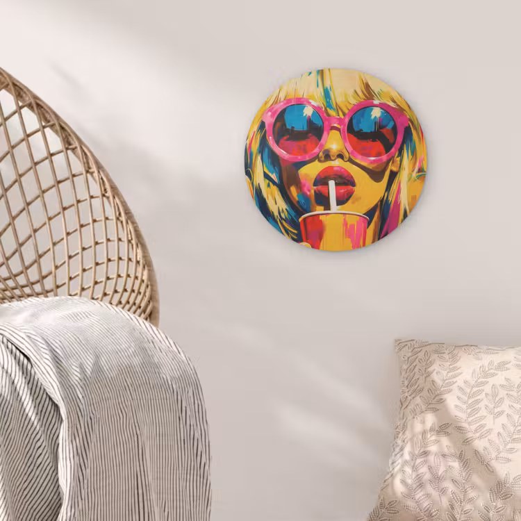 Zonnebril - Roze - Vrouw - Rietje Akoestische PET Vilt - Rond klein -sfeer4