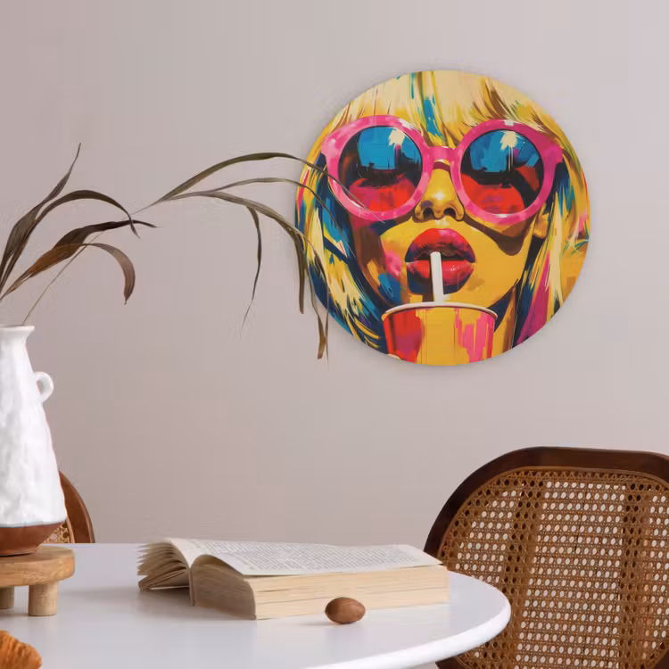 Zonnebril - Roze - Vrouw - Rietje Akoestische PET Vilt - Rond klein -sfeer3