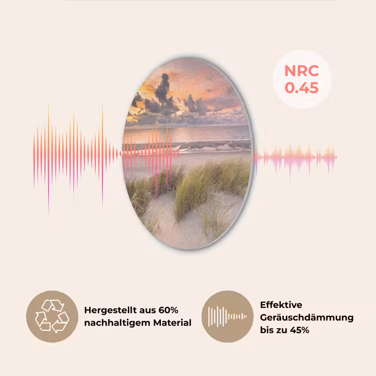 Zonsondergang - Duin - Strand - Planten - Zee Akoestische PET Vilt - Rond klein -USP_DE