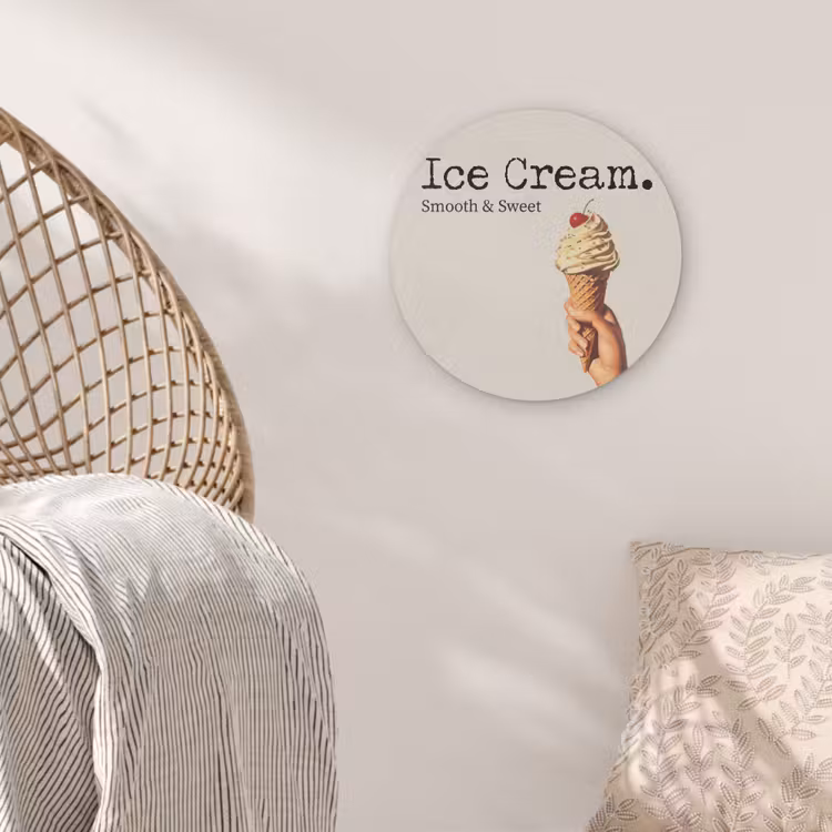 Ice cream - Softijs - Kleurrijk - Kers Akoestische PET Vilt - Rond klein -sfeer4