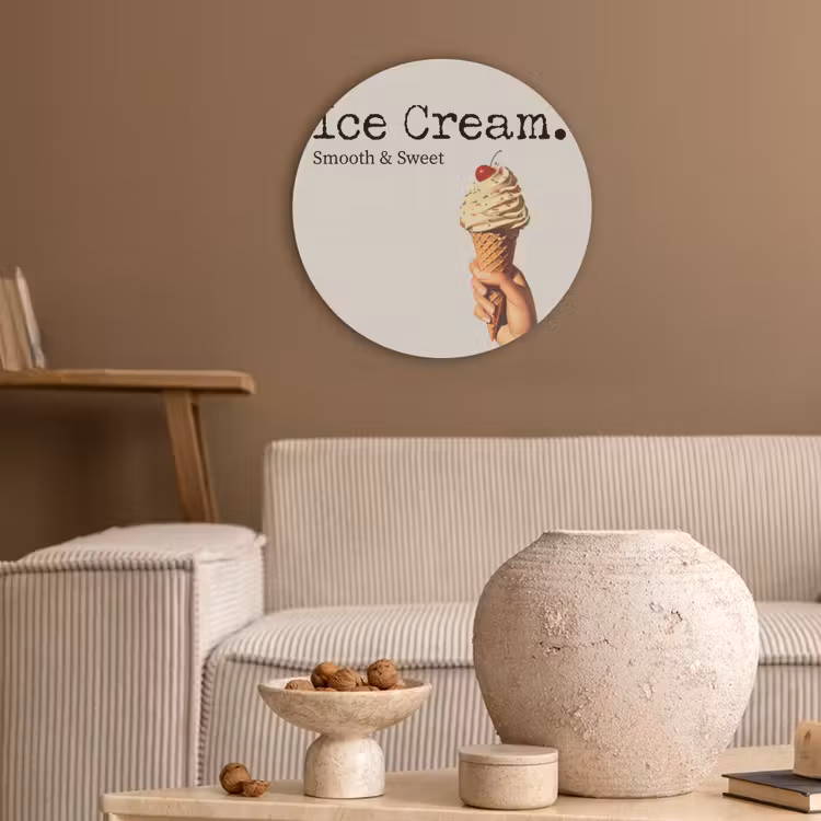Ice cream - Softijs - Kleurrijk - Kers Akoestische PET Vilt - Rond klein -sfeer1