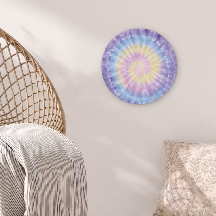 Spiraal - Tie dye - Pasteltinten Akoestische PET Vilt - Rond klein -sfeer4