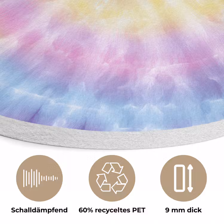 Spiraal - Tie dye - Pasteltinten Akoestische PET Vilt - Rond klein -closeup_DE