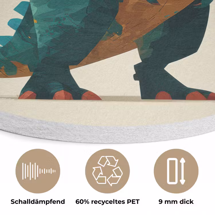 Stekels - Dino - Blauw - Gespierd Akoestische PET Vilt - Rond klein -closeup_DE