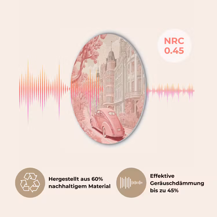 City - Car - Pink Akoestische PET Vilt - Rond klein -USP_DE
