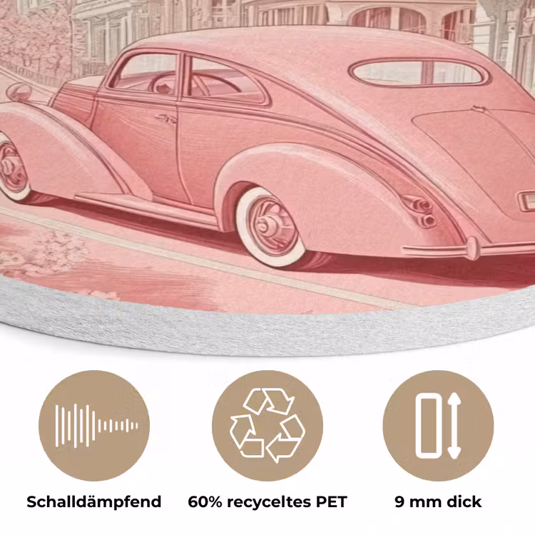 City - Car - Pink Akoestische PET Vilt - Rond klein -closeup_DE
