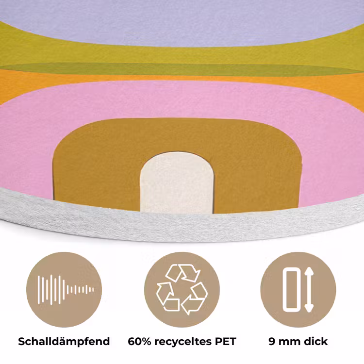 Stapel - Vormen - Geblokt - Oranje Akoestische PET Vilt - Rond klein -closeup_DE