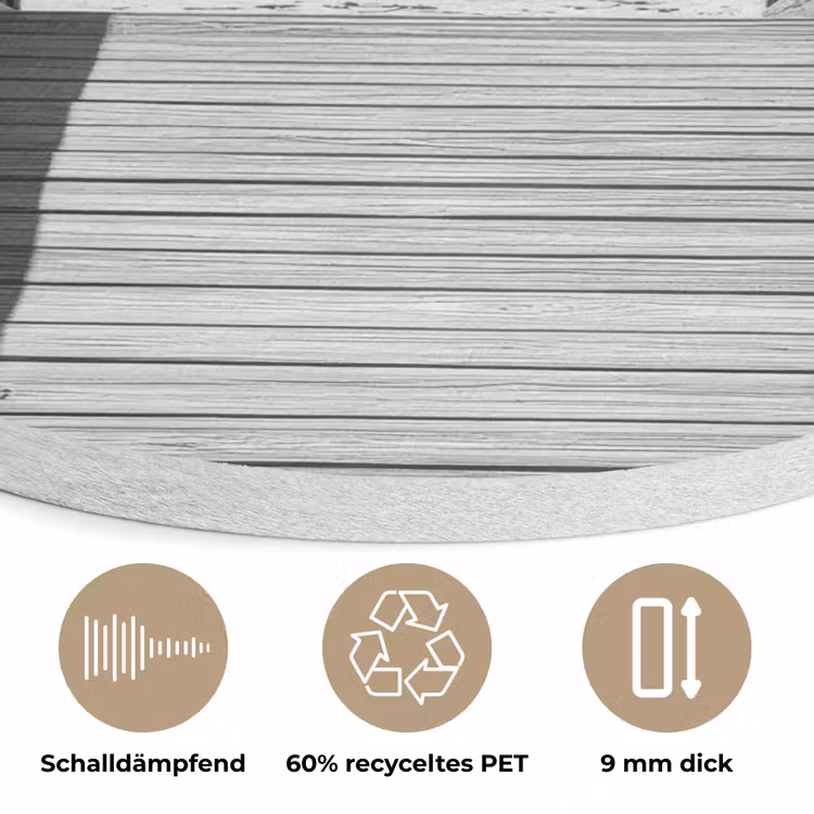 Loopbrug - Hout - Strand - Zee Akoestische PET Vilt - Rond klein -closeup_DE