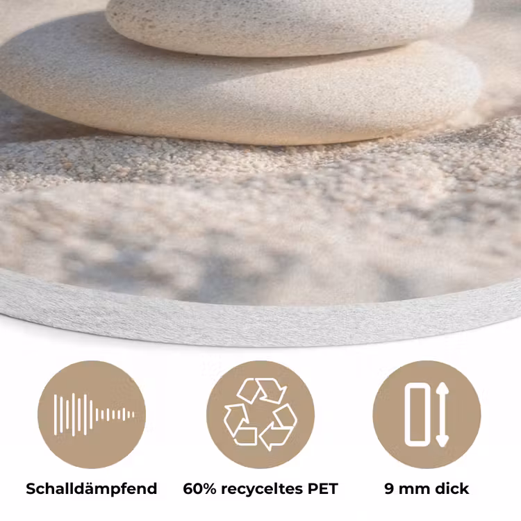 Stenen - Stapel - Zand - Zee Akoestische PET Vilt - Rond klein -closeup_DE