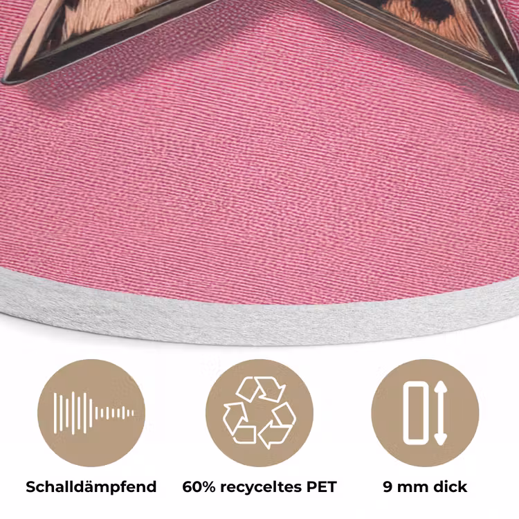 Ster - Luipaard - Print - Roze Akoestische PET Vilt - Rond klein -closeup_DE