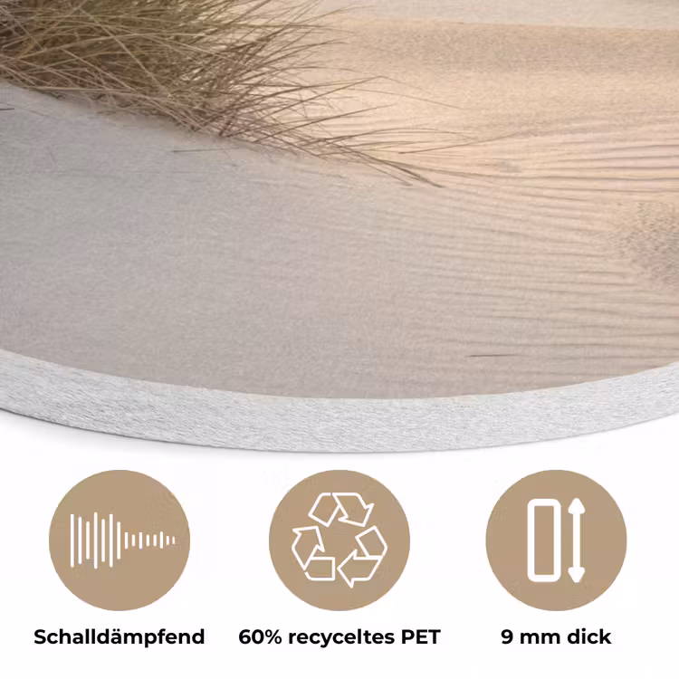 Strand - Duin - Gras - Zonsondergang - Zee Akoestische PET Vilt - Rond klein -closeup_DE