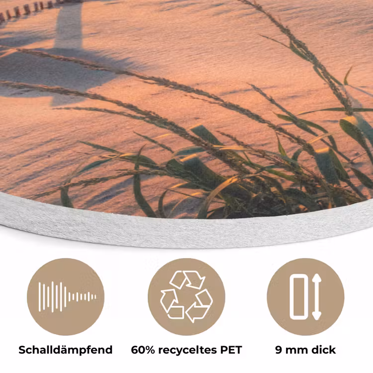 Strand - Zee - Duin - Zonsondergang - Landschap Akoestische PET Vilt - Rond klein -closeup_DE