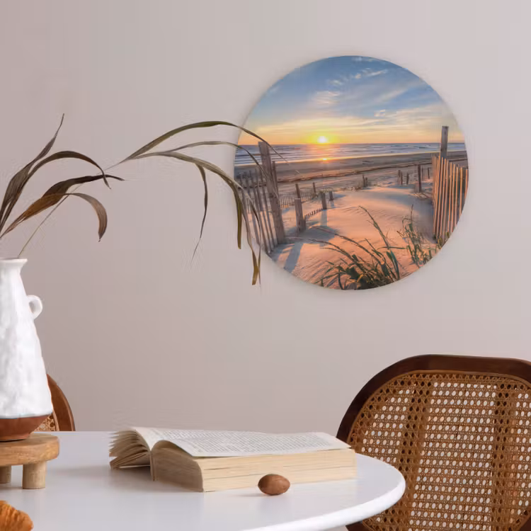 Strand - Zee - Duin - Zonsondergang - Landschap Akoestische PET Vilt - Rond klein -sfeer3