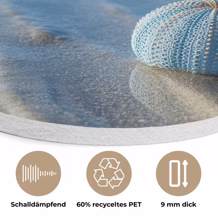 Strand - Schild - Water - Blauw Akoestische PET Vilt - Rond klein -closeup_DE