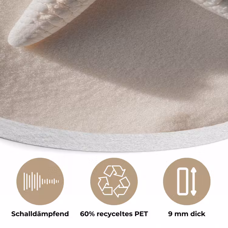 Strand - Zeester - Zand - Beige Akoestische PET Vilt - Rond klein -closeup_DE