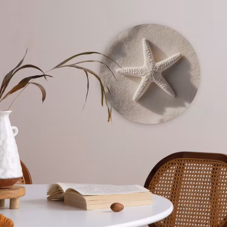 Strand - Zeester - Zand - Beige Akoestische PET Vilt - Rond klein -sfeer3