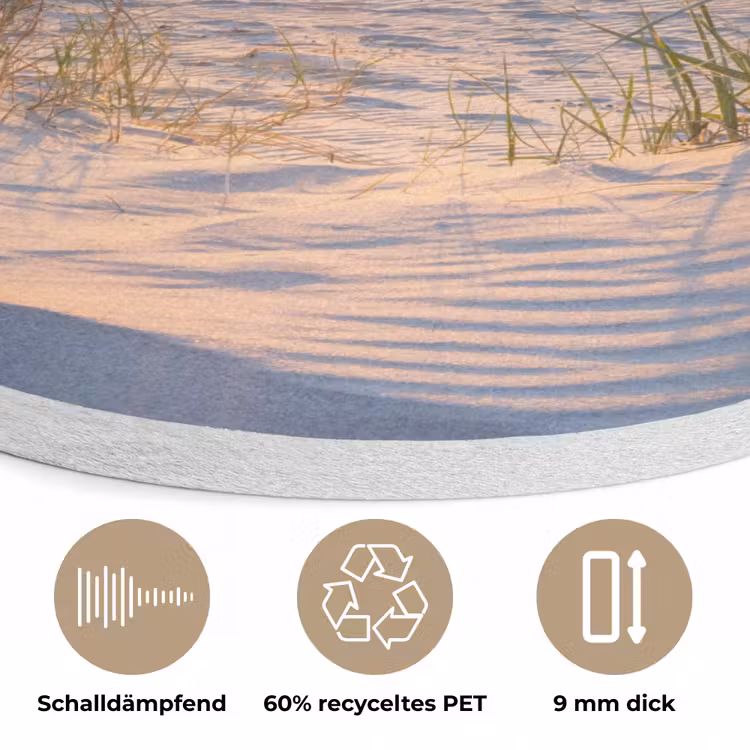Strand - Zon - Duin - Gras - Zand - Horizon Akoestische PET Vilt - Rond klein -closeup_DE