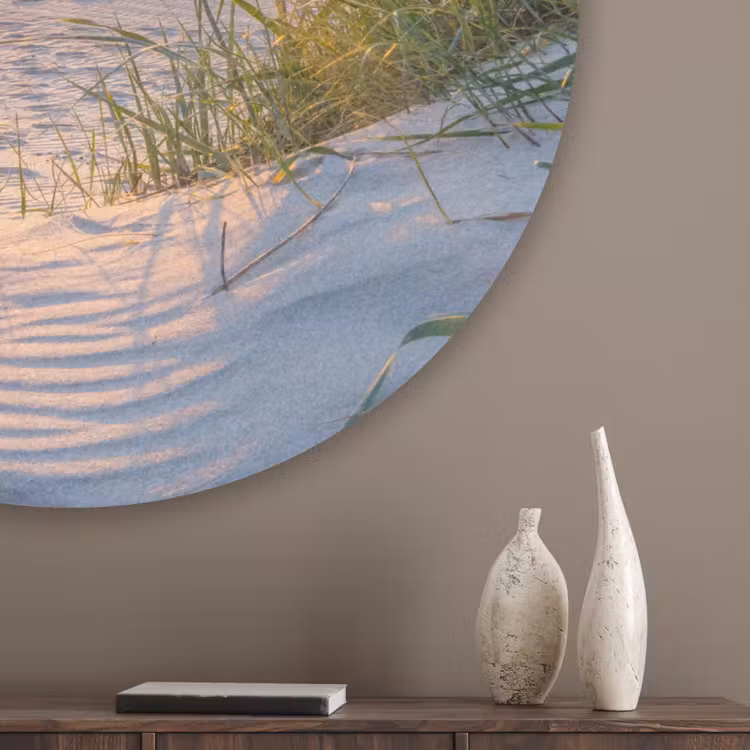 Strand - Zon - Duin - Gras - Zand - Horizon Akoestische PET Vilt - Rond klein -sfeer5_closeup