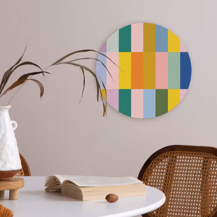 Stroken - Blauw - Patroon - Abstract Akoestische PET Vilt - Rond klein -sfeer3