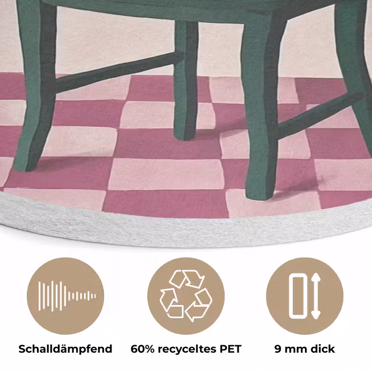 Stoel - Vaas - Bloemen - Geblokt Akoestische PET Vilt - Rond klein -closeup_DE