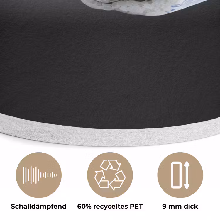 Sushi - Delfts blauw - Rijst - Vis - Elegant Akoestische PET Vilt - Rond klein -closeup_DE