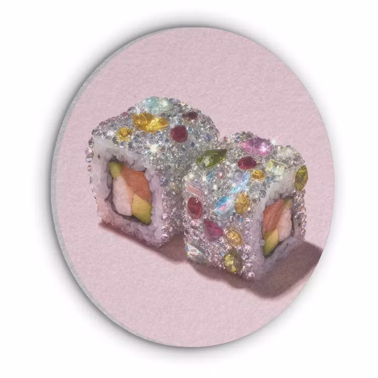 Sushi - Rolletjes - Steentjes - Kleurrijk Akoestische PET Vilt - Rond klein -3d