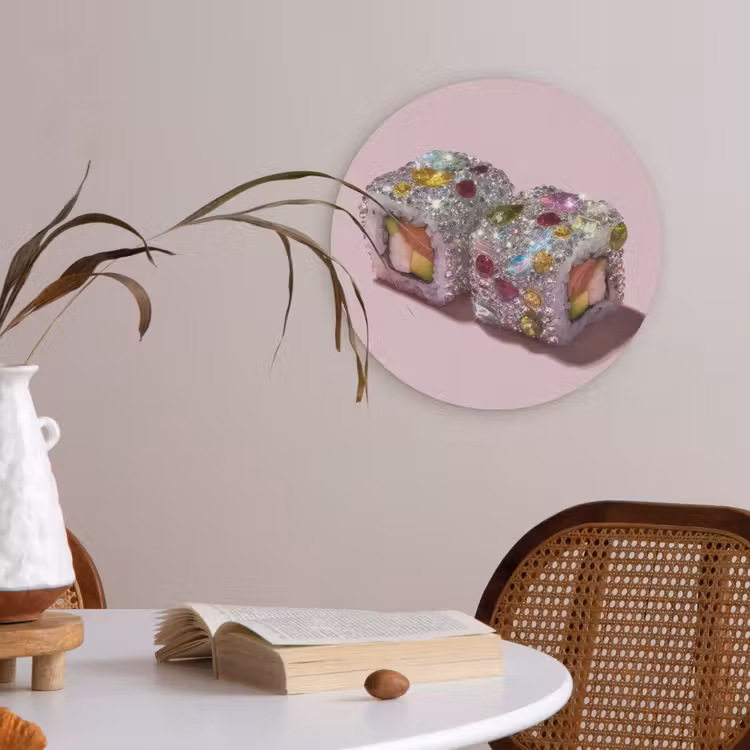 Sushi - Rolletjes - Steentjes - Kleurrijk Akoestische PET Vilt - Rond klein -sfeer3