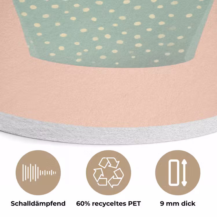 Bakje - Ijs - Aardbei - Roze Akoestische PET Vilt - Rond klein -closeup_DE