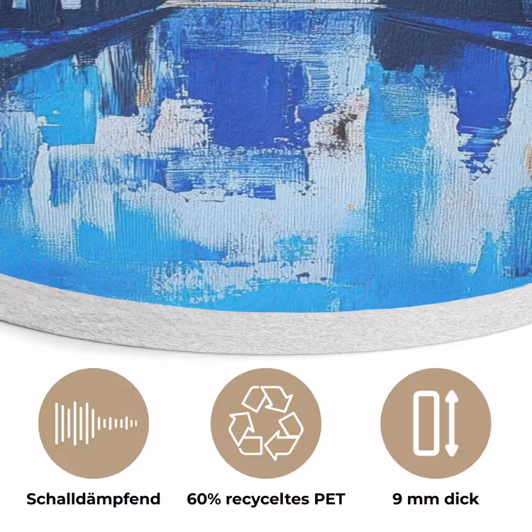 Taj Mahal - Ramadan - Blauw - Islamitische Akoestische PET Vilt - Rond klein -closeup_DE