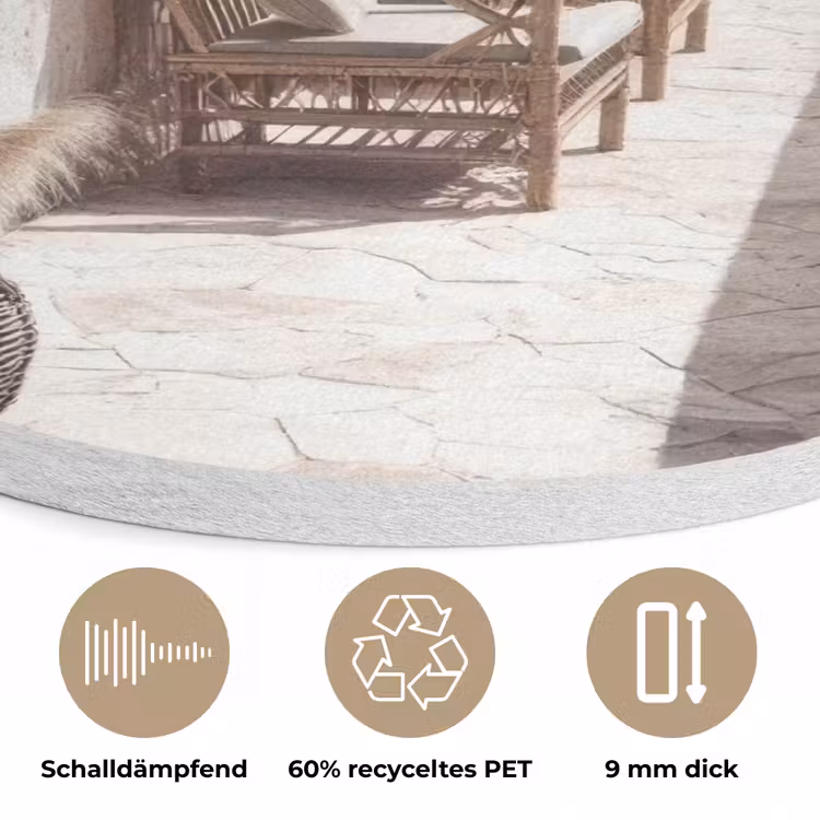 Terras - Stoelen - Strand - Beige Akoestische PET Vilt - Rond klein -closeup_DE