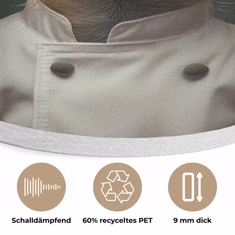 Dier - Kok - Stokstaartje Akoestische PET Vilt - Rond klein -closeup_DE