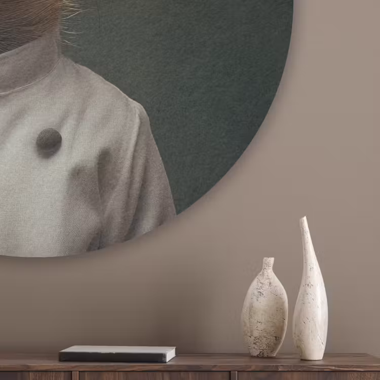 Dier - Kok - Stokstaartje Akoestische PET Vilt - Rond klein -sfeer5_closeup