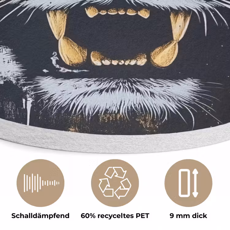 Tijger - Verfspatten - Goud Akoestische PET Vilt - Rond klein -closeup_DE