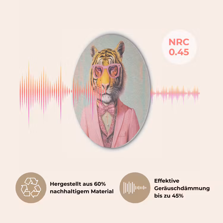 Tijger - Strik - Jasje - Roze Akoestische PET Vilt - Rond klein -USP_DE
