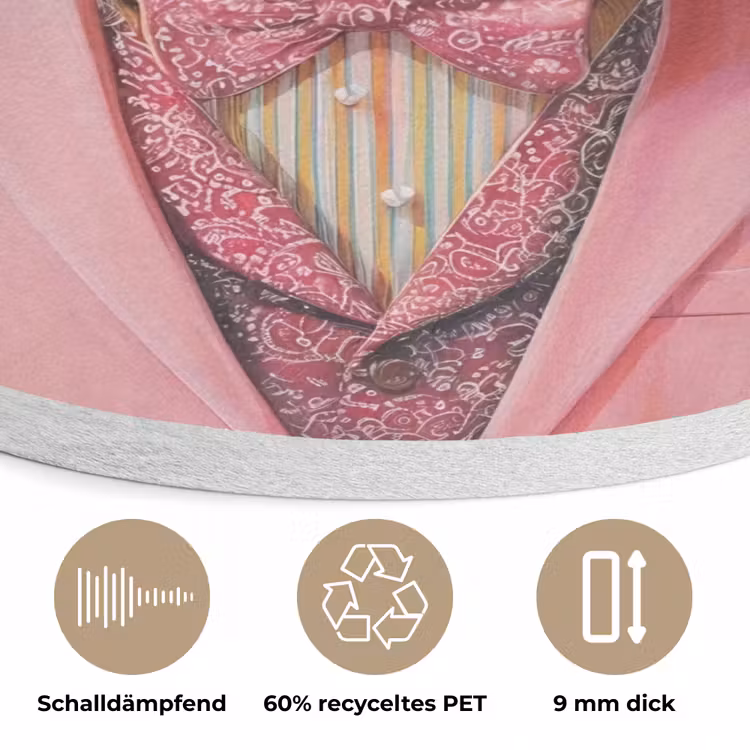 Tijger - Strik - Jasje - Roze Akoestische PET Vilt - Rond klein -closeup_DE
