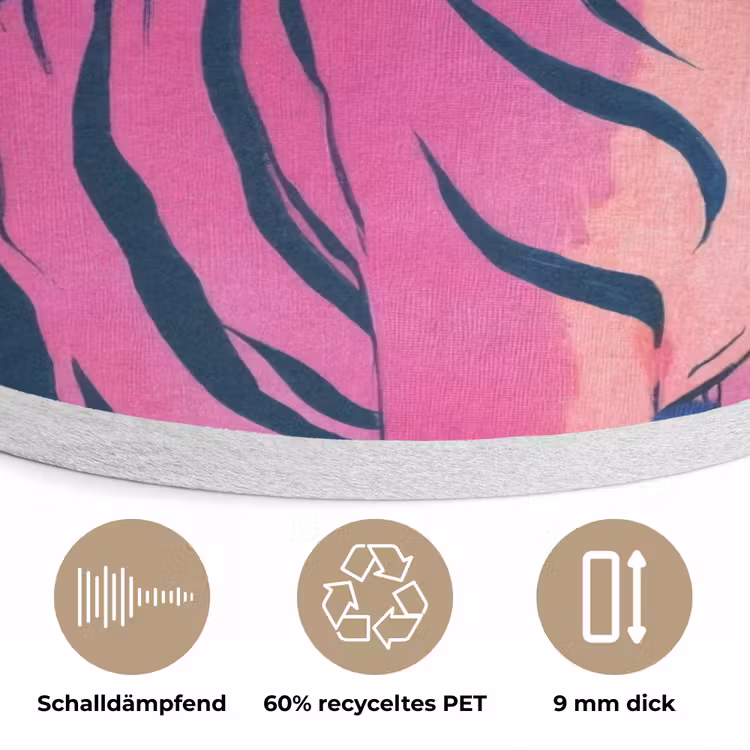 Tijger - Roze - Bladeren - Jungle Akoestische PET Vilt - Rond klein -closeup_DE