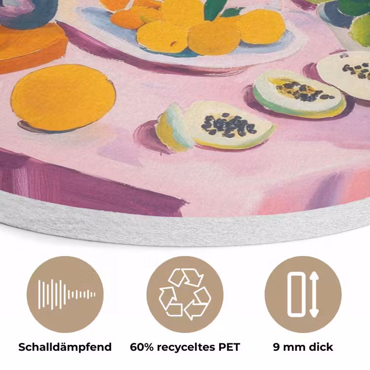 Tafel - Wijn - Fruit Akoestische PET Vilt - Rond klein -closeup_DE