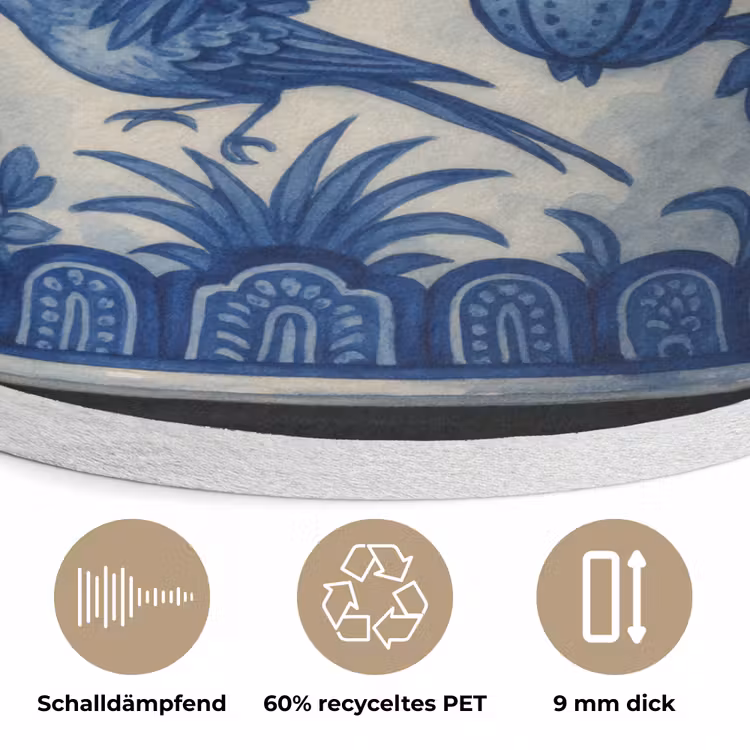 Pot - Delfts Blauw - Bloemen Akoestische PET Vilt - Rond klein -closeup_DE