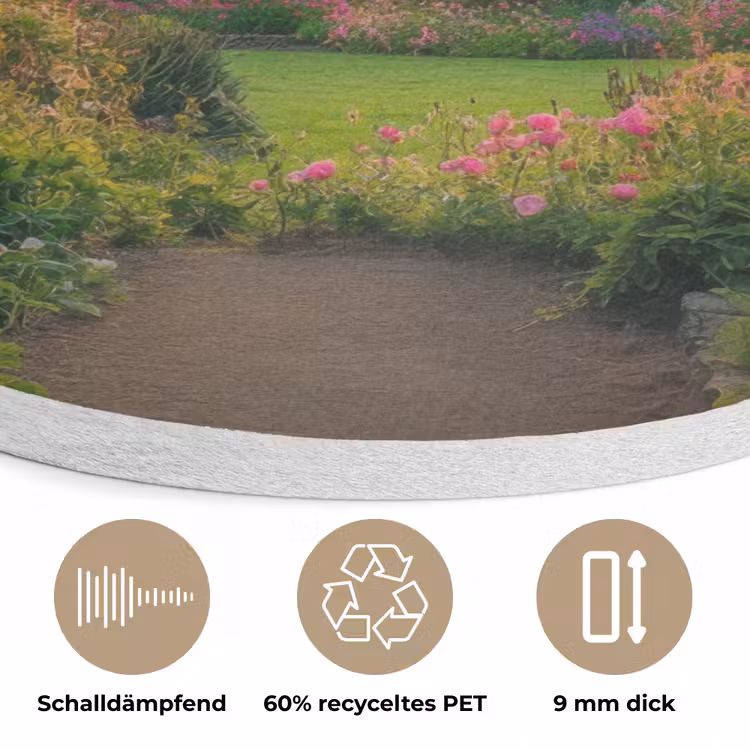 Poort - Planten - Zonsondergang Akoestische PET Vilt - Rond klein -closeup_DE
