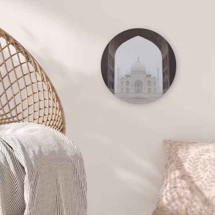 Poort - Symmetrische koepel - Minaretten - Moskee Akoestische PET Vilt - Rond klein -sfeer4
