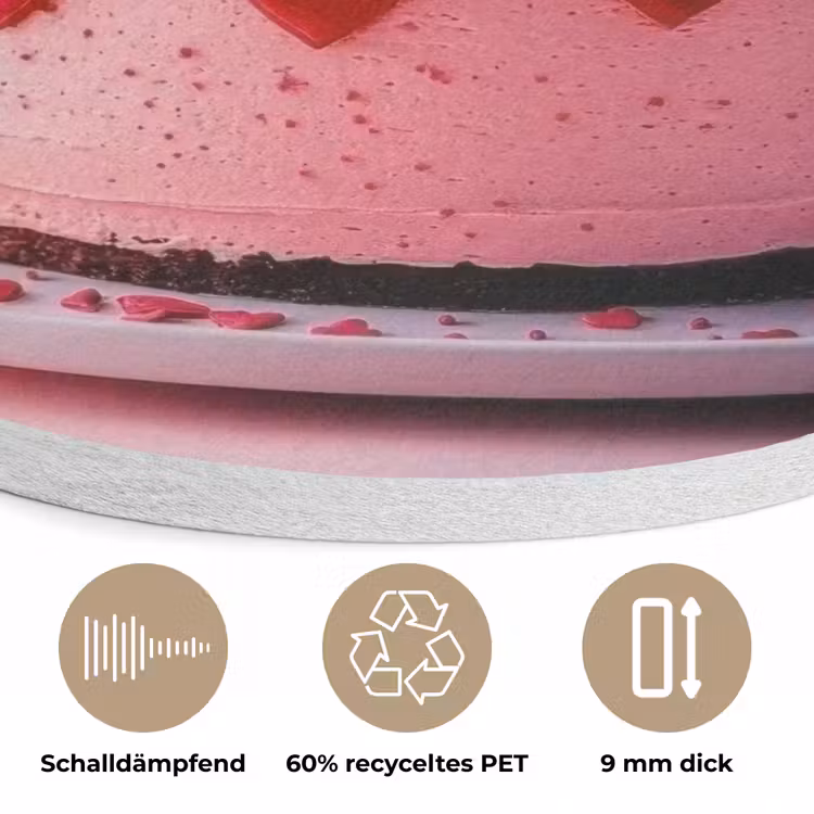 Taart - Hart - Roze Akoestische PET Vilt - Rond klein -closeup_DE